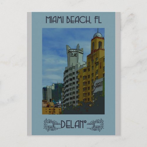 Miami Beach Florida Vintage Travel Poster Postcard