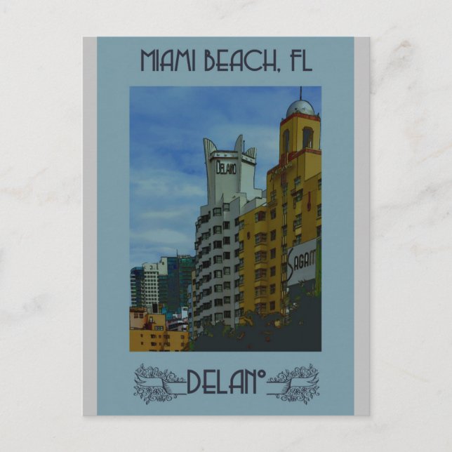 Miami Beach Florida Vintage Travel Poster Postcard (Front)
