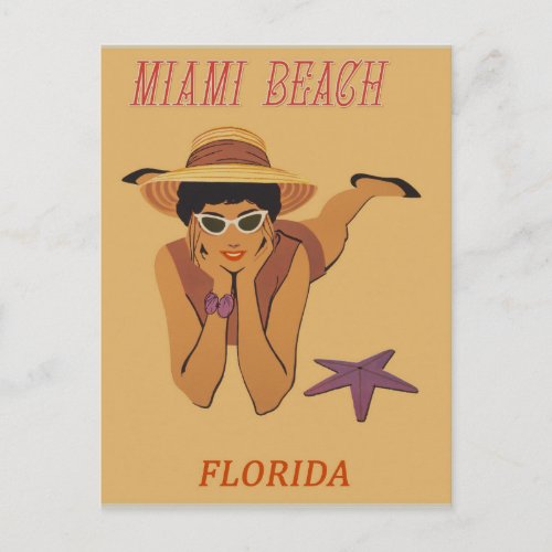 Miami Beach Florida Vintage Travel Poster Postcard
