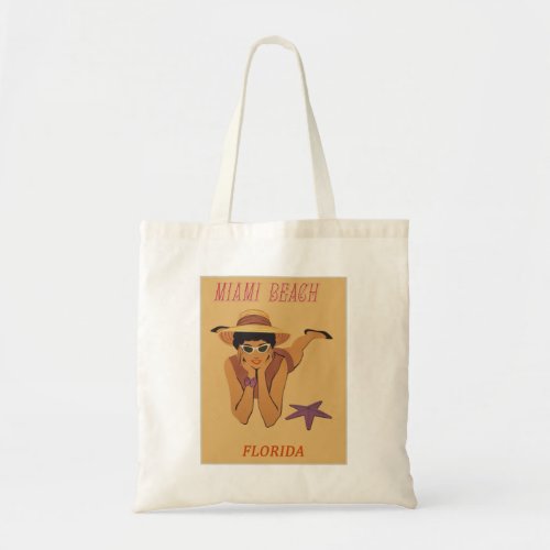 Miami Beach Florida Vintage Travel Poster Tote Bag