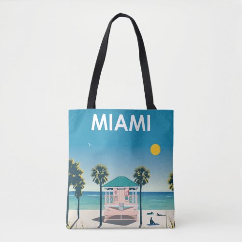 Miami Beach Florida Vintage Travel Tote Bag