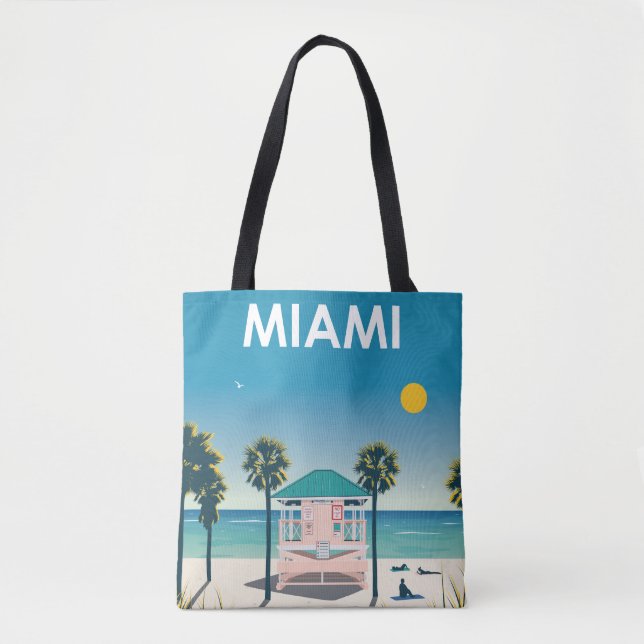 Miami Beach Florida Vintage Travel Tote Bag (Front)