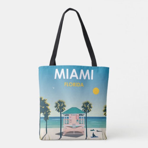 Miami Beach Florida Vintage Travel Tote Bag