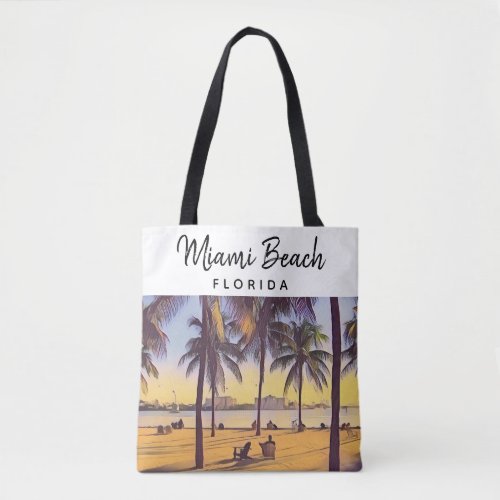 Miami Beach Florida Vintage Watercolor Art Tote Bag