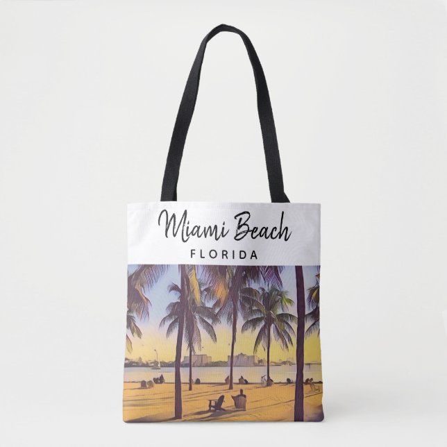 Miami Beach Florida Vintage Watercolor Art Tote Bag (Front)