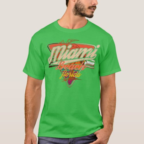 Miami Beach Florida vintageMia badge palm tree dis T_Shirt