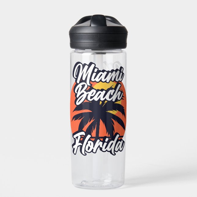 Miami Beach,Florida Water Bottle (Front)