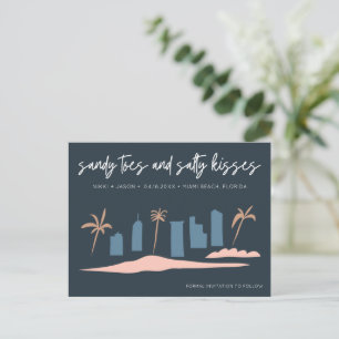 Miami Beach Florida Wedding Save the Date Announcement Postcard