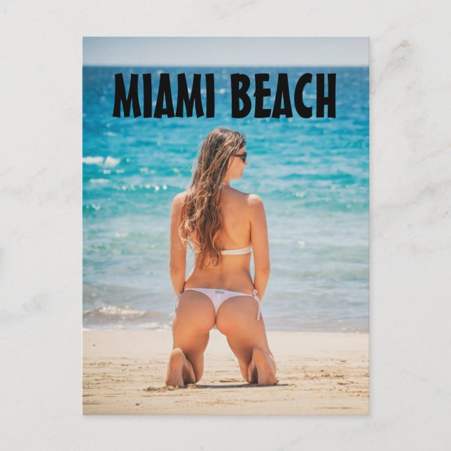 MIAMI BEACH GIRL BIKINI FLORIDA POSTCARDS (Front)