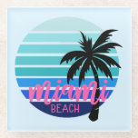 Miami Beach  Glass Coaster<br><div class="desc">Miami Beach,  this summer design features a blue and pink design with text saying "Miami Beach".</div>