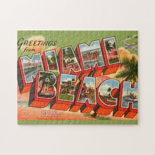 Miami Beach Greeting Jigsaw Puzzle (Horizontal)