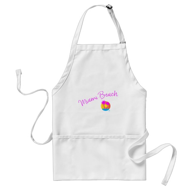 Miami-Beach-logo-sun-palms-pink Adult Apron (Front)