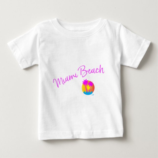 Miami-Beach-logo-sun-palms-pink Baby T-Shirt (Front)