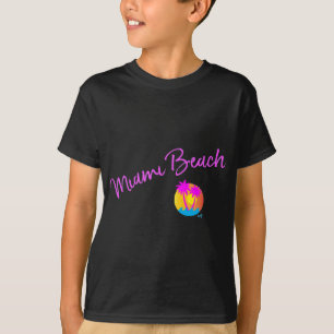 Miami-Beach-logo-sun-palms-pink T-Shirt