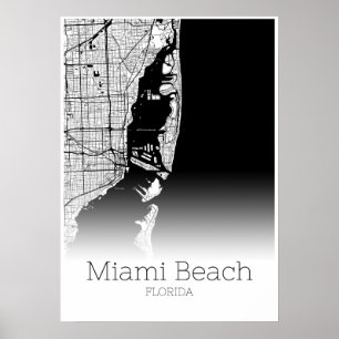 Miami Beach Map - Florida - City Map Poster
