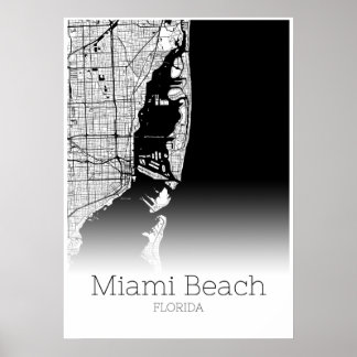 Miami Beach Map - Florida - City Map Poster