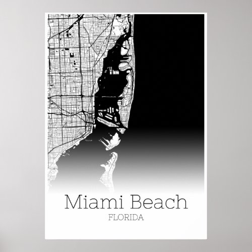 Miami Beach Map _ Florida _ City Map Poster