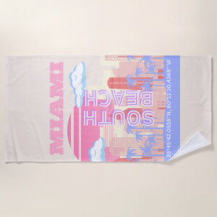 Miami Beach, Miami Travel Art, Preppy Room, Pastel Beach Towel