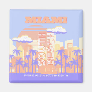 Miami Beach, Miami Travel Art, Preppy Room, Pastel Magnet