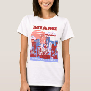 Miami Beach, Miami Travel Art, Retro T-Shirt