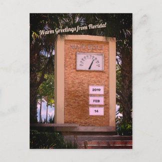 Miami Beach Ocean Drive Thermometer (insert date) Postcard