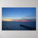 Miami Beach Ocean Sunrise Blue Ocean Landscape Poster