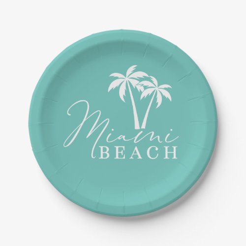 Miami Beach Palm Tree Modern Paper Plate