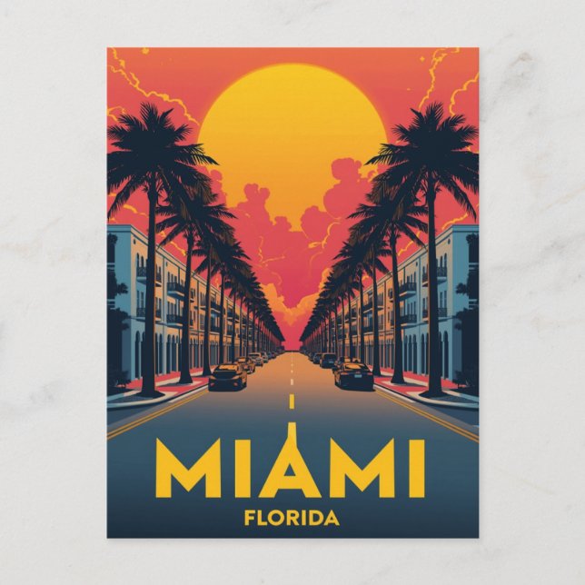 Miami Beach Palms Art Deco Postcard (Front)