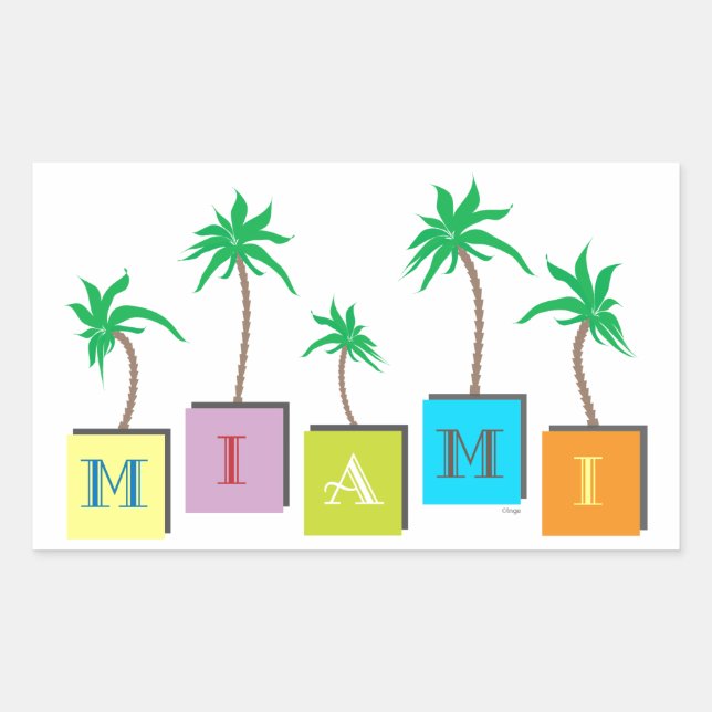 Miami Beach Palms Rectangular Sticker (Front)
