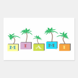 Miami Beach Palms Rectangular Sticker