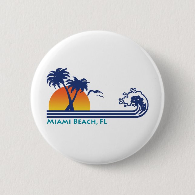 Miami Beach Pinback Button (Front)