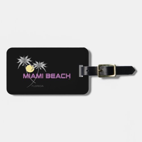 Miami Beach Pink Grey Luggage Tag