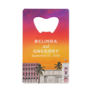 Miami Beach Rainbow Row Charleston Palm Wedding Credit Card Bottle Opener