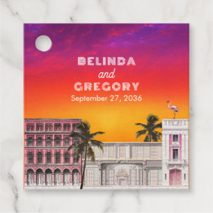 Miami Beach Rainbow Row Charleston Palm Wedding Favor Tags
