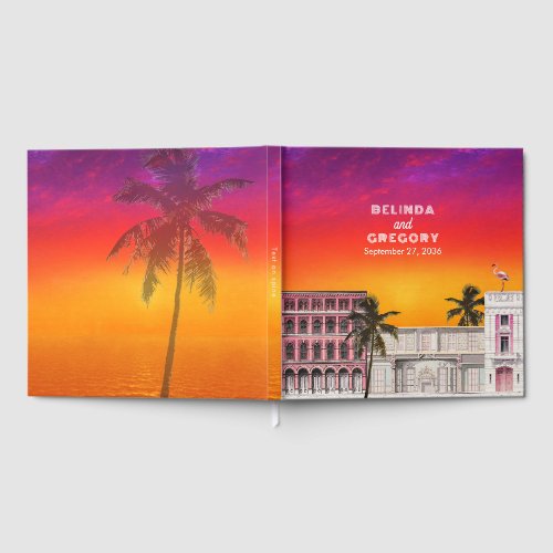 Miami Beach Rainbow Row Charleston Palm Wedding Guest Book