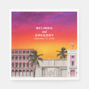 Miami Beach Rainbow Row Charleston Palm Wedding Napkins