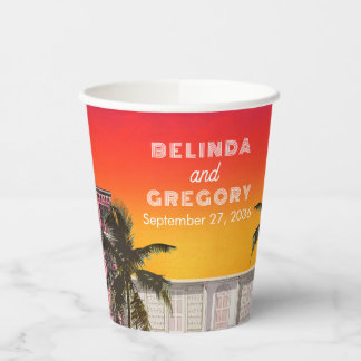 Miami Beach Rainbow Row Charleston Palm Wedding Paper Cups