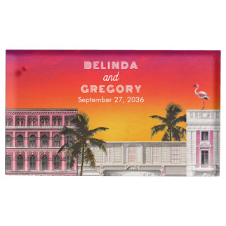 Miami Beach Rainbow Row Charleston Palm Wedding Place Card Holder