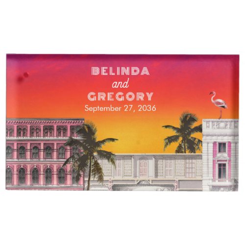 Miami Beach Rainbow Row Charleston Palm Wedding Place Card Holder