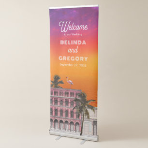 Miami Beach Rainbow Row Charleston Palm Wedding Retractable Banner