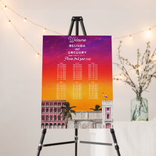 Miami Beach Rainbow Row Wedding Seating Chart Foam Board