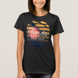 Miami Beach Retro Florida Palm Trees Summer Souven T-Shirt