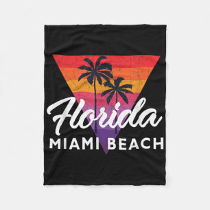 Miami Beach Retro Miami Vintage Triangle 70s 80s T Fleece Blanket