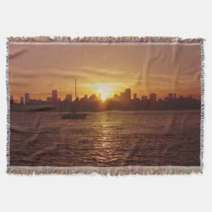 Miami Beach Skyline at Sunset Throw Blanket