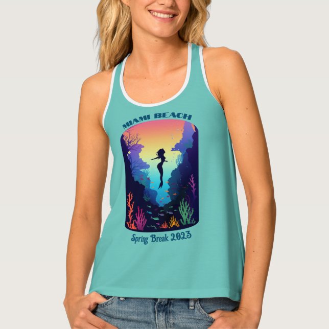 Miami Beach Spring Break Mermaid Reef Tank Top (Front)