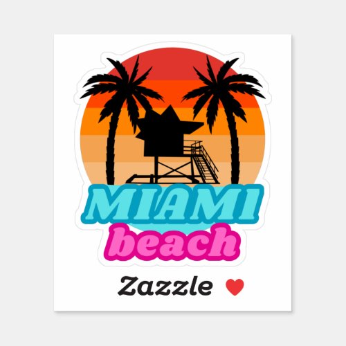 Miami beach Summer time Lifeguard tower 1 Sticker