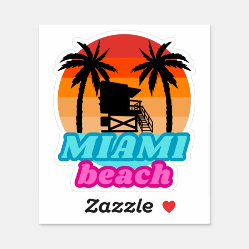 Miami beach Summer time Lifeguard tower 2 Sticker