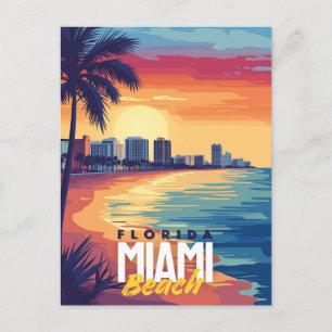 Miami Beach Sunset Vibrant Florida Coastal Postcard