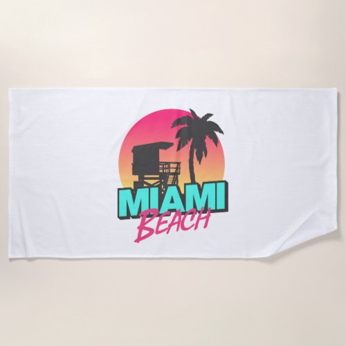 Miami Beach Travel Vintage  Beach Towel
