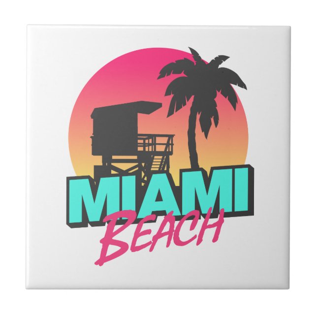 Miami Beach Travel Vintage  Ceramic Tile (Front)
